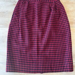 Christian Dior Red and Black Houndstooth Skirt